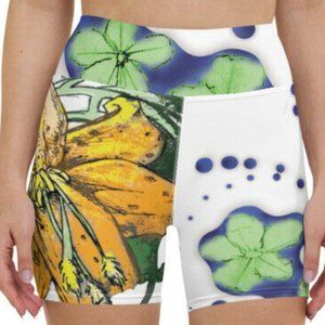 BW Orange Flower Women's Yoga Shorts